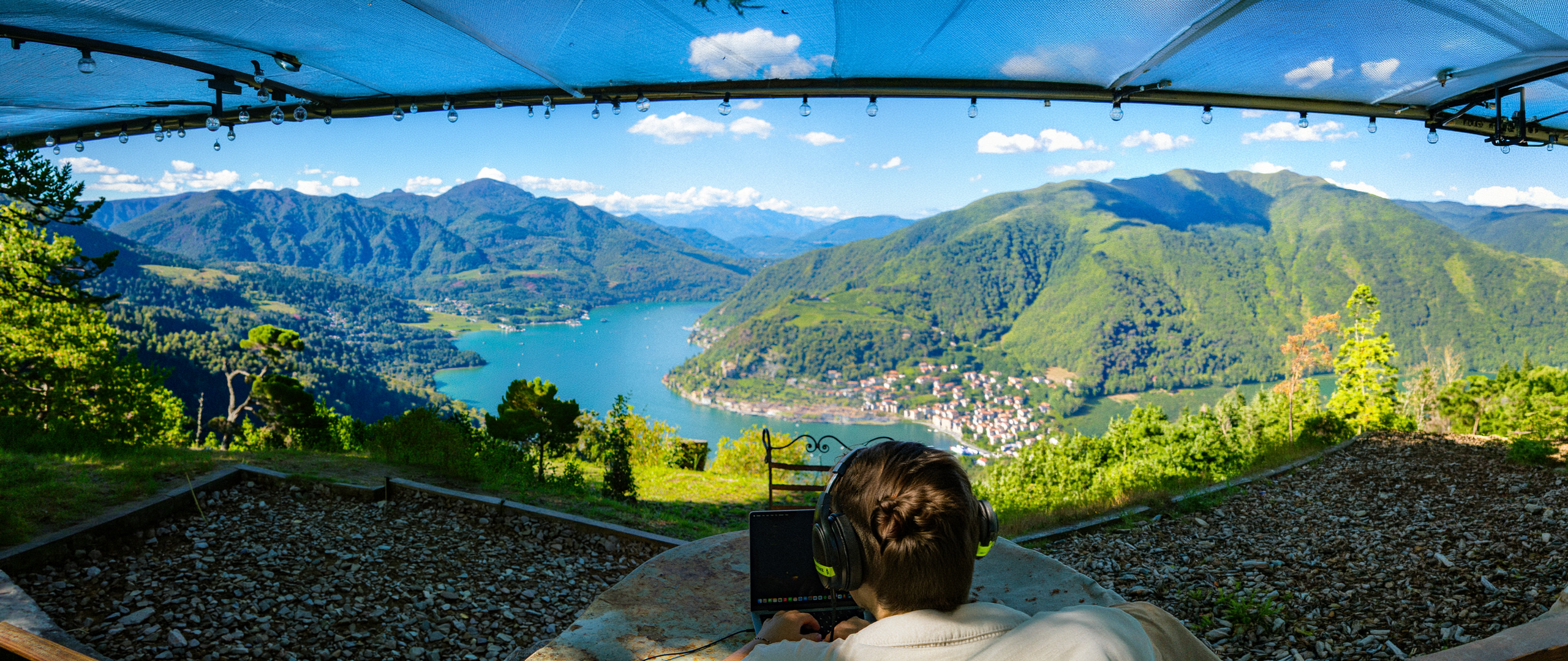 IADO mixing on location overlooking Lake Lugano, Switzerland